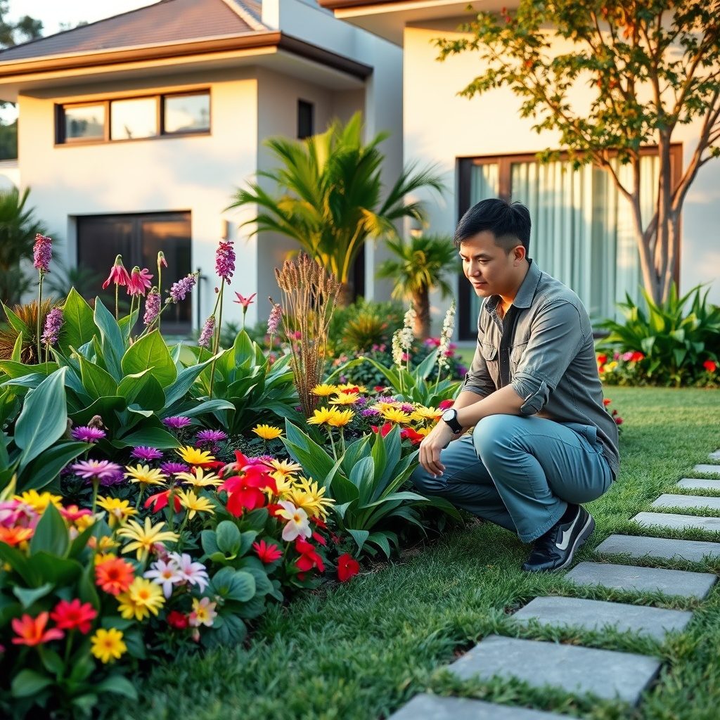 Beautifully designed garden at a residential property